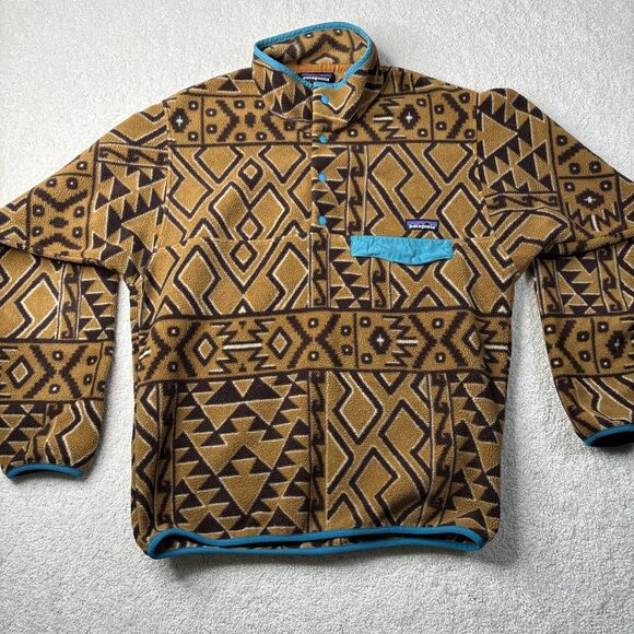 Patagonia Synchilla Snap-T Pullover Men's Size Small Montana Siete Bear Brown - Picture 1 of 16